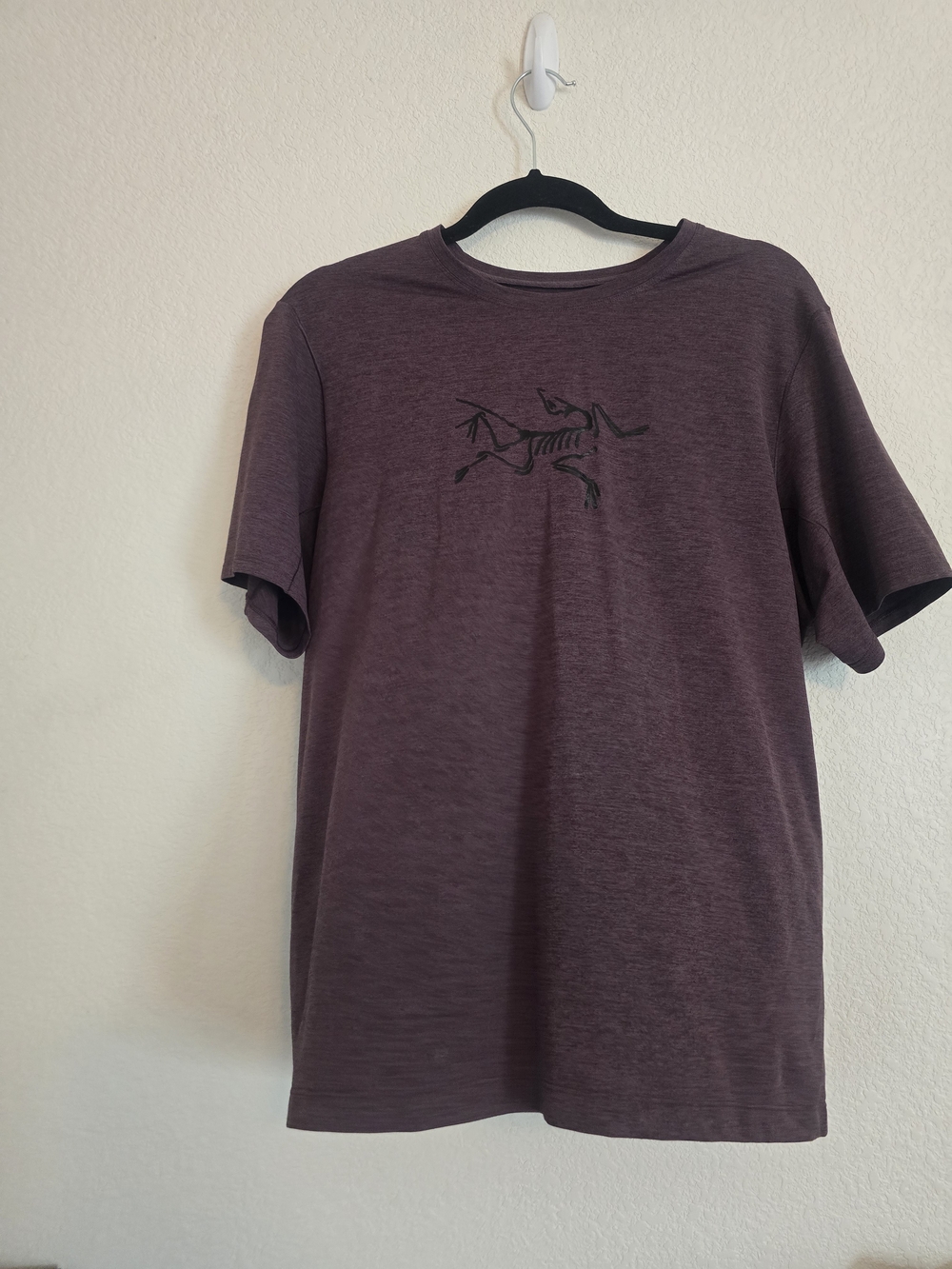 ARC'TERYX Men's Crew Neck T-Shirt in Heather Plum/BROWN with Minimal Graphic M